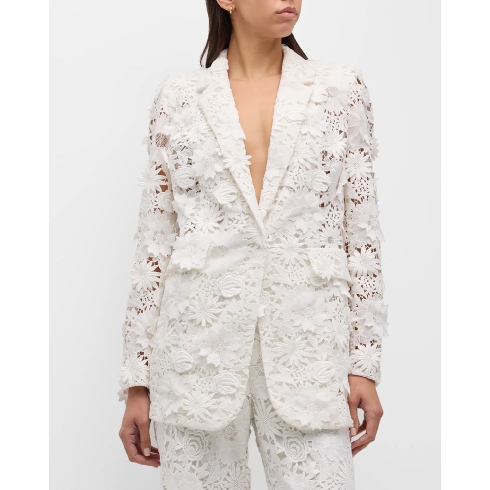 Ungaro Kehlani Notched-Lapel Floral Lace Jacket